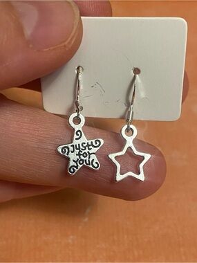 925 Silver plated Star Dangle Earrings - 'Just For You' Charm